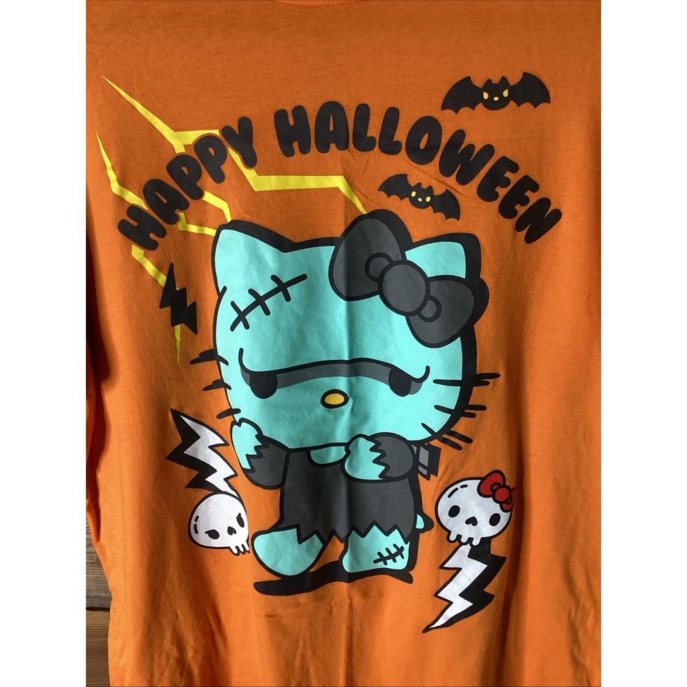 Hello Kitty Sanrio Halloween T-Shirt Adult X-Large Orange Frankenstein Monster